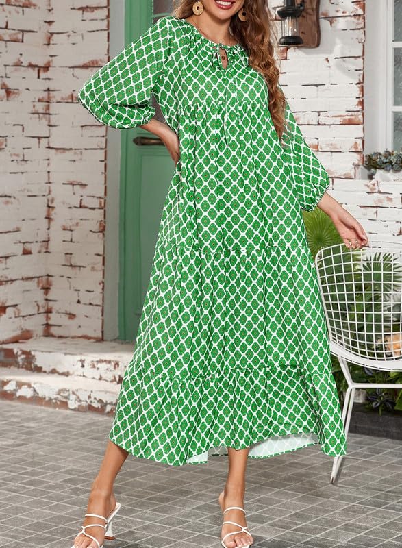 Floral Print Puff Sleeve Maxi Dress for Women | Summer Boho