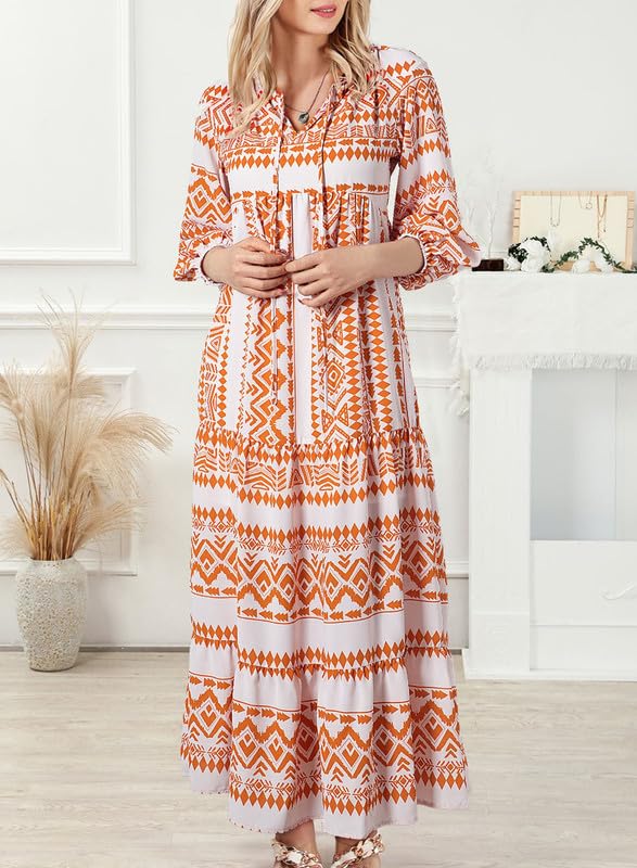 Floral Print Puff Sleeve Maxi Dress for Women | Summer Boho