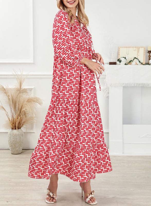 Floral Print Puff Sleeve Maxi Dress for Women | Summer Boho