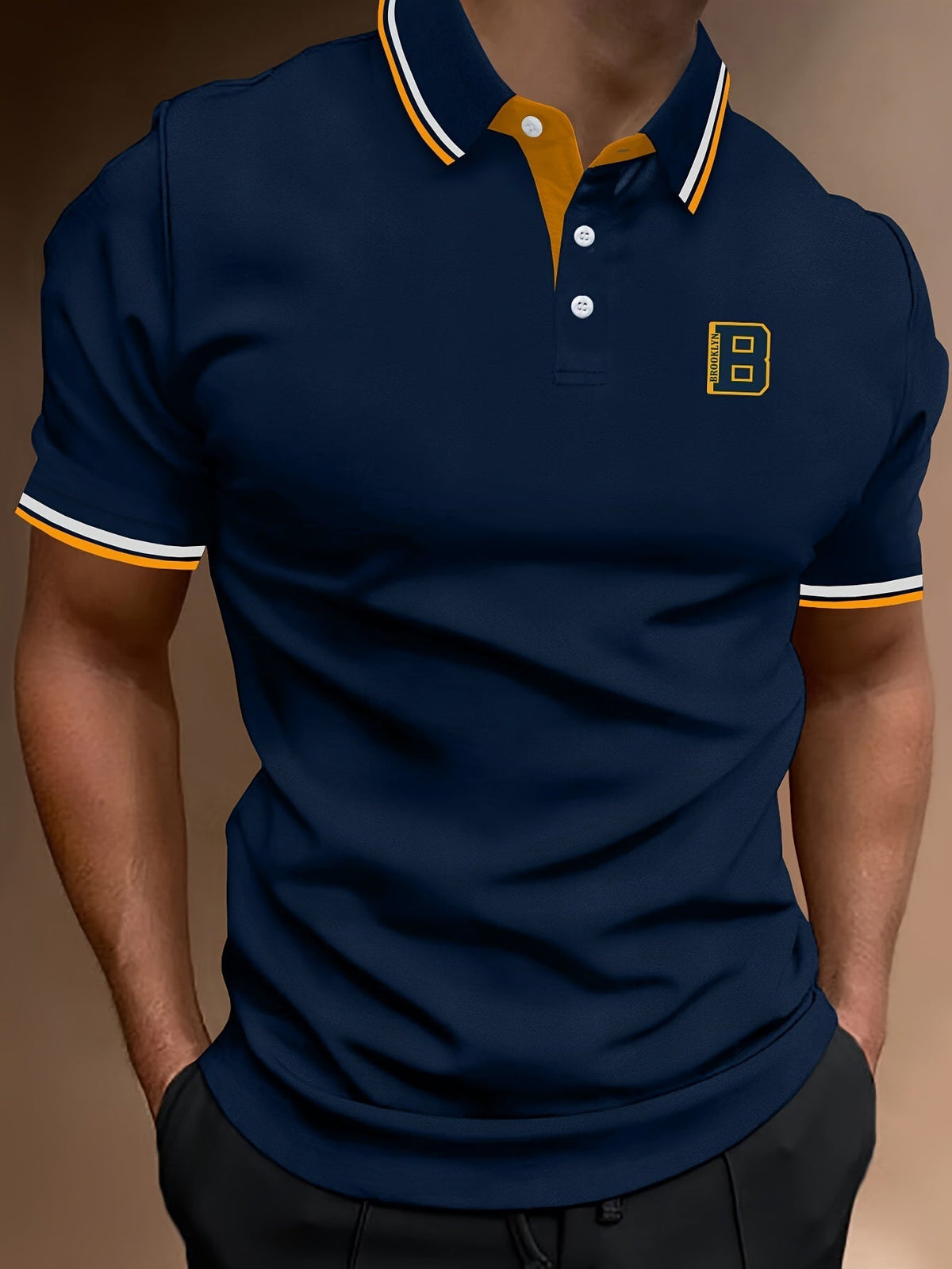 Yellow Striped Short Sleeve Knit Polo Shirt for Men | Lightweight Summer Wear