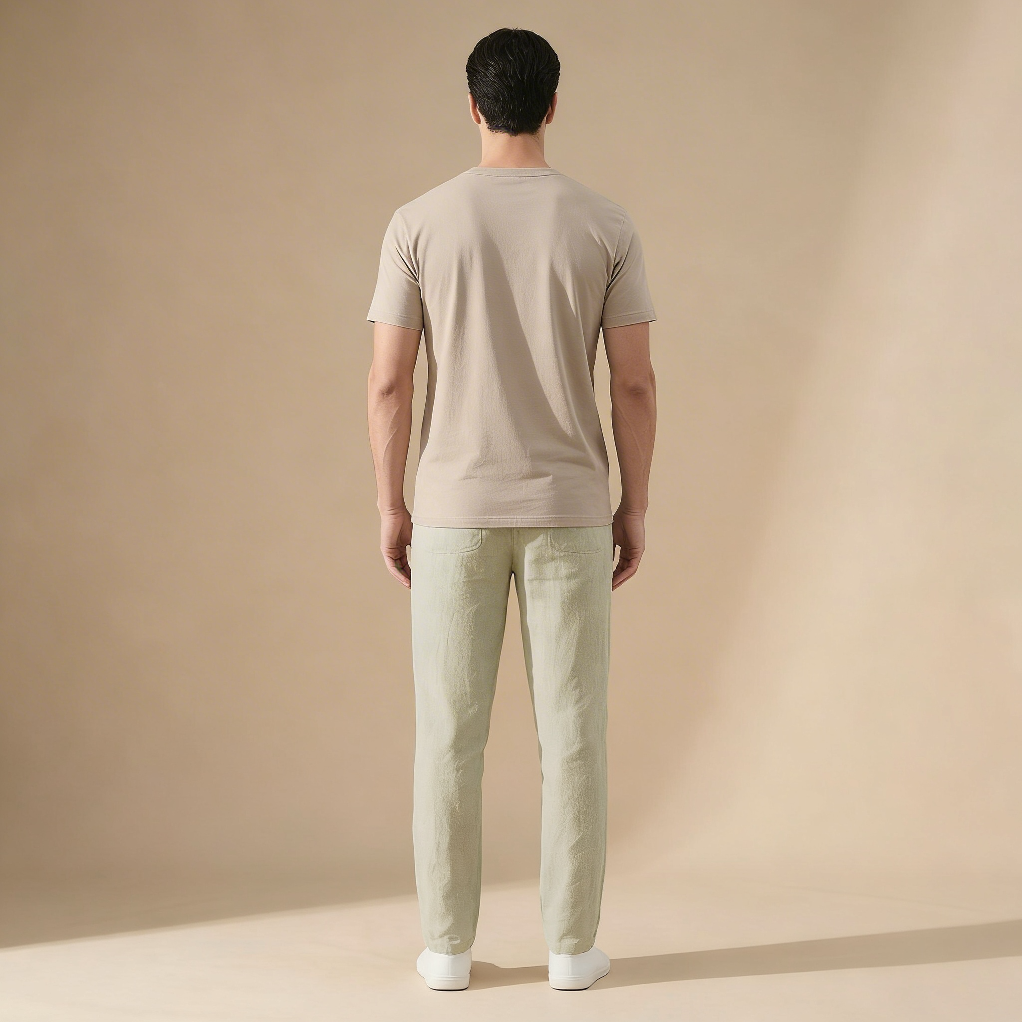 Linen Regular Fit Trousers for Men with Elasticated Waist