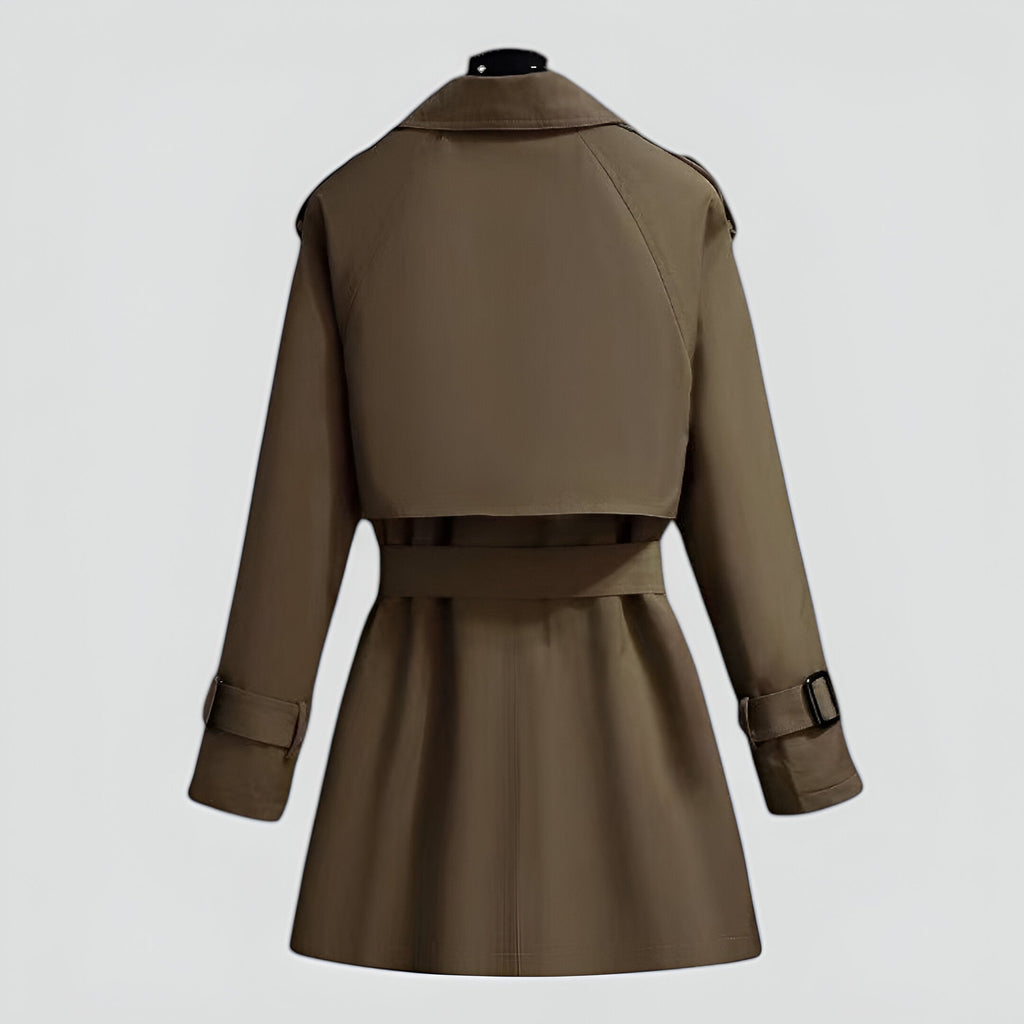 Cotton Blend Double Breasted Mid Length Trench Coat for Women | Spring and Fall