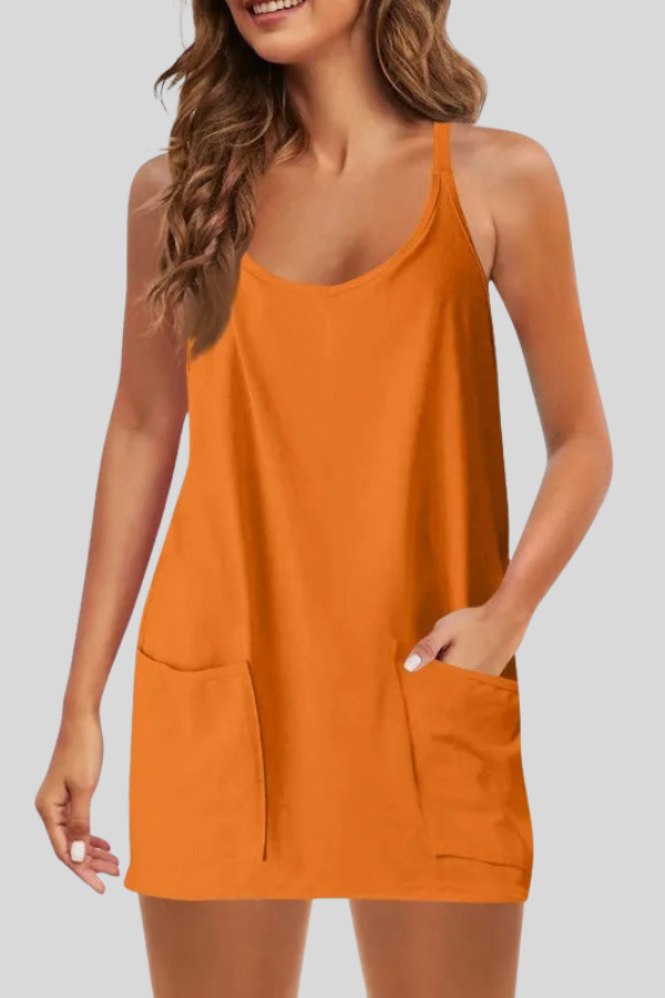 Sleeveless Mini Dress for Women with Side Pockets
