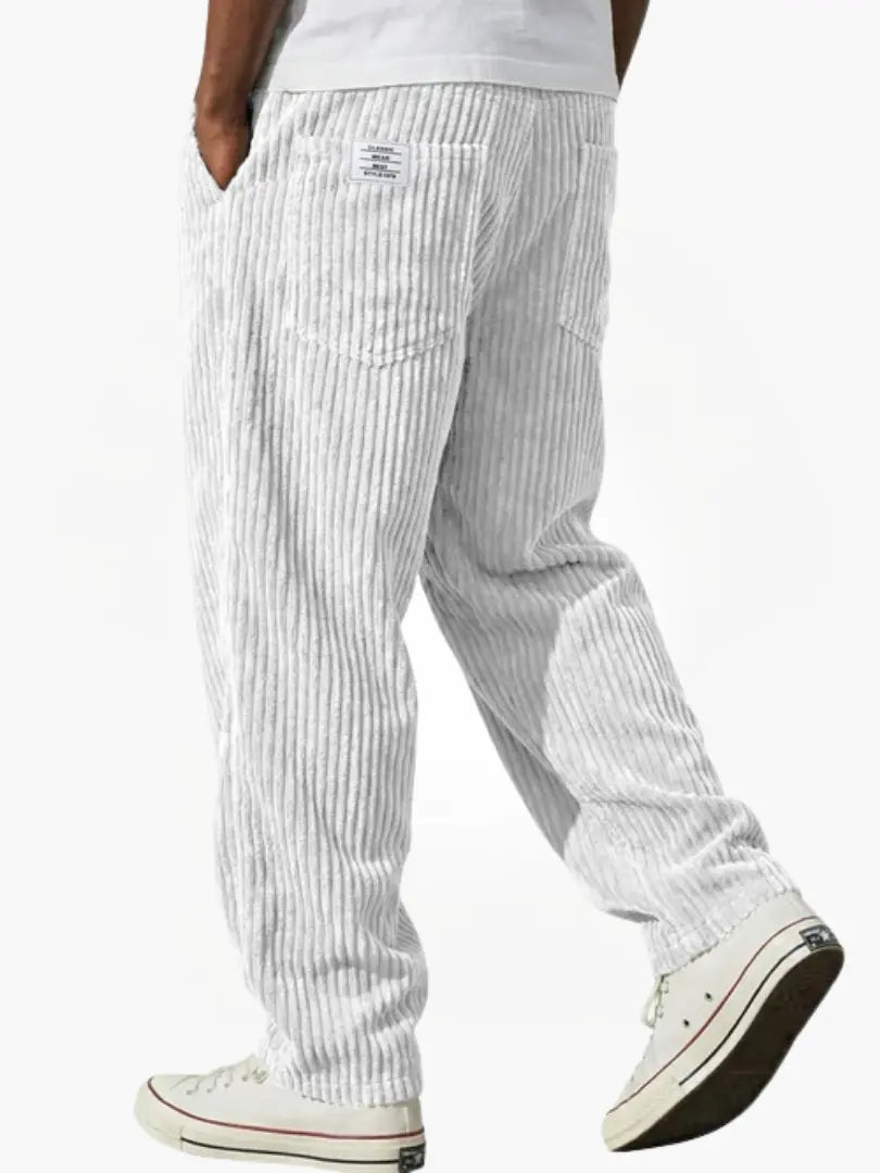 Corduroy Relaxed Fit Drawstring Pants for Men | Adjustable Waistband Casual