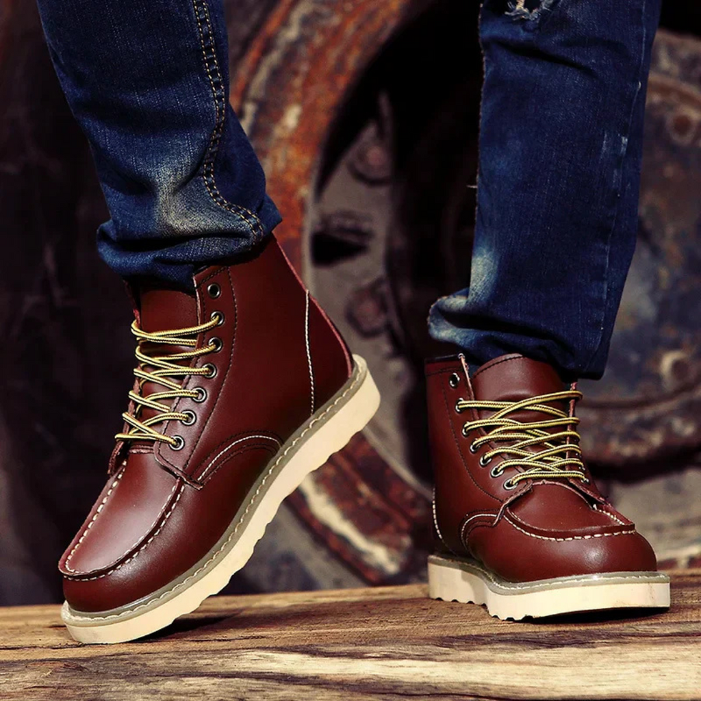 Black Leather Lace Up Vintage Ankle Boots for Men | Weekend Smart Casual