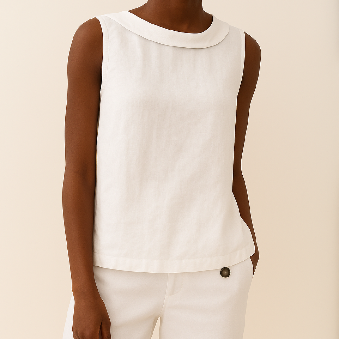 Grey Sleeveless Roll Collar Top for Women