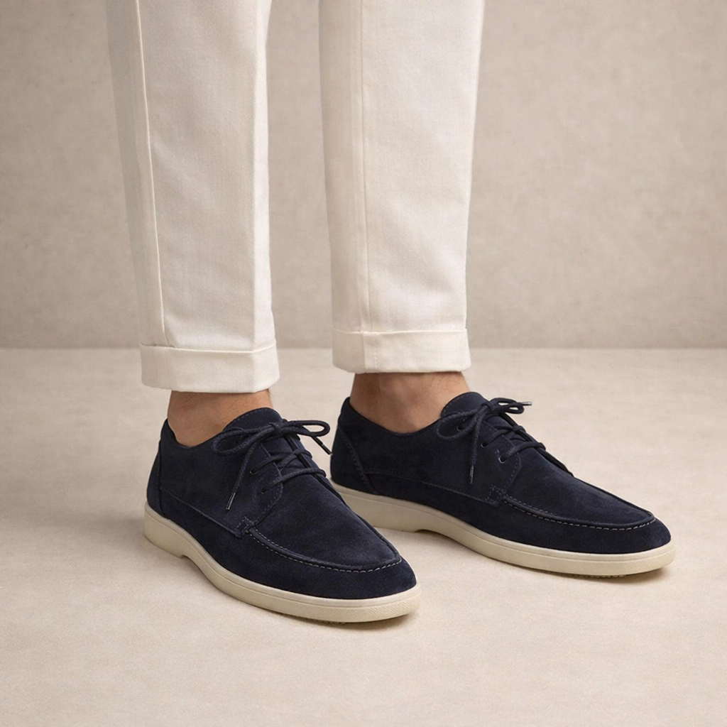 Suede Closed Toe Lace-Up Loafers for Men