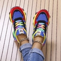 Rainbow Blue Green Orthopedic Walking Sneakers with Wide Toe Box for Women