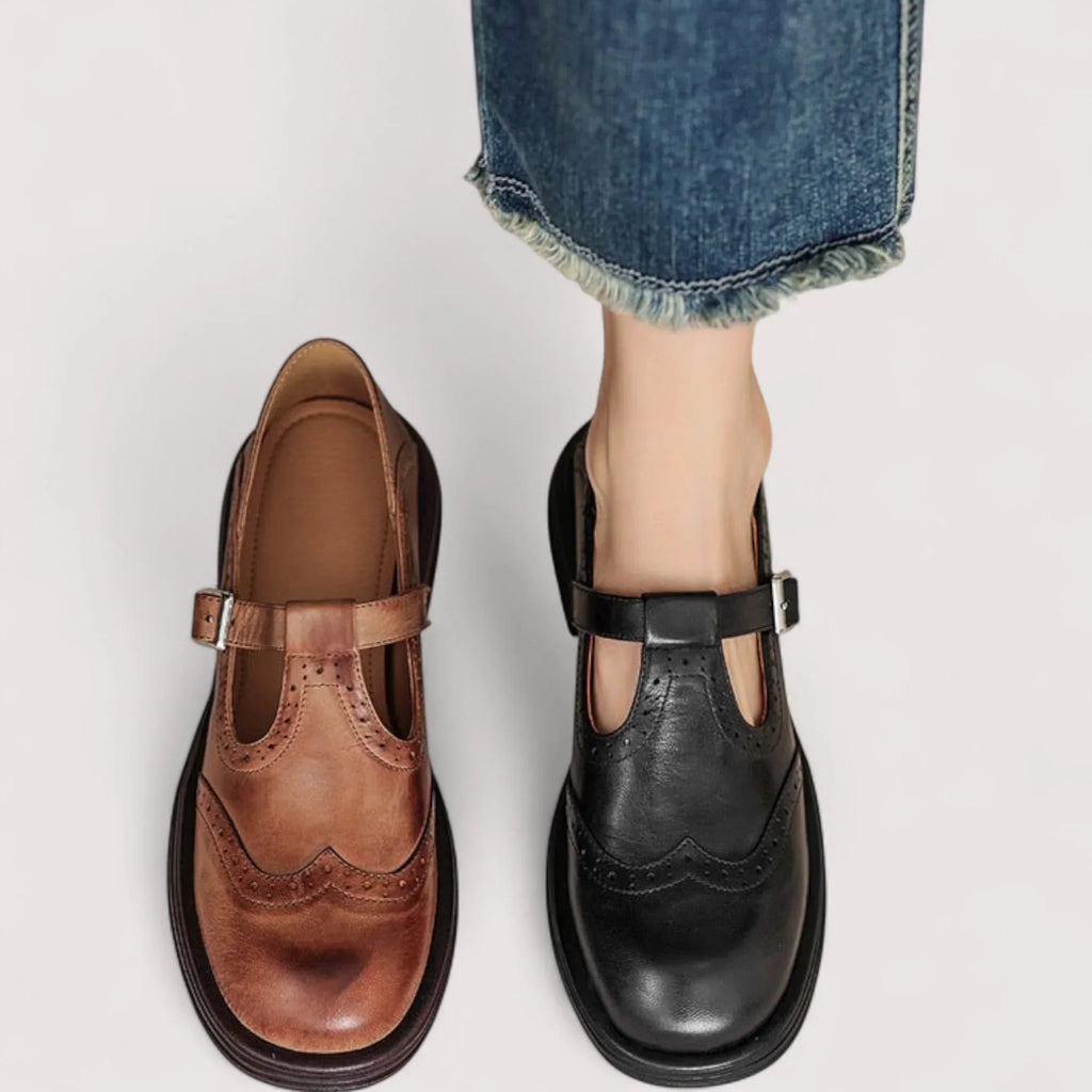 Brown and Black Mary Jane Shoes for Women | Orthopedic Support