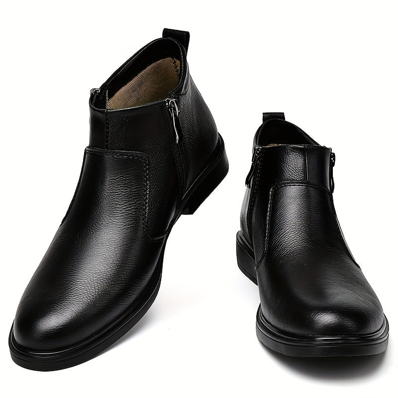 Plush Lined Side Zip Ankle Boots for Men | Cushioned Sole Winter Footwear