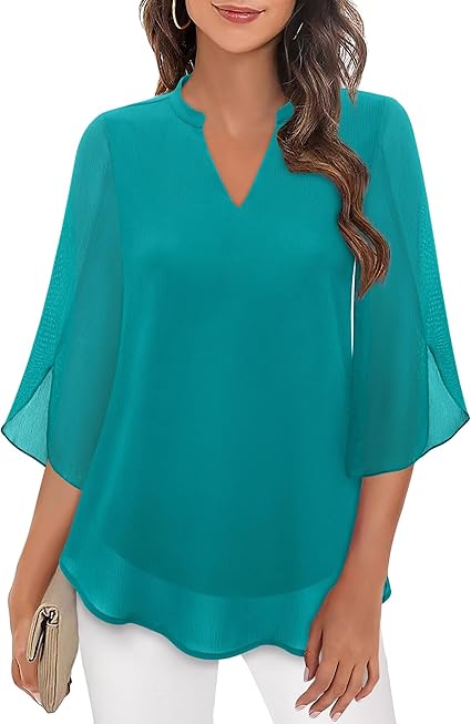 Women's Blouse | V-Neck Design with 3/4 Length Sleeves