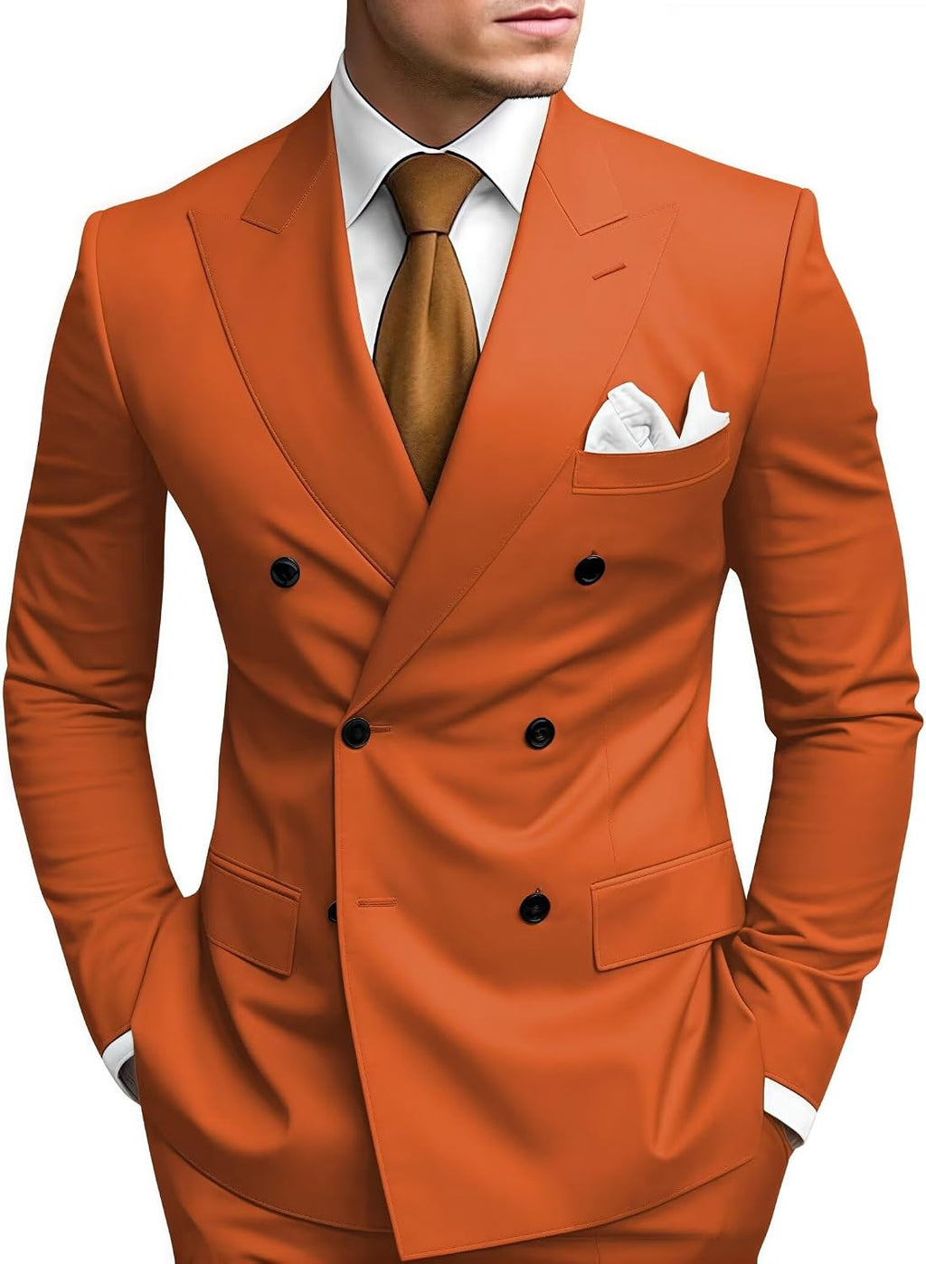 Slim Fit Peak Lapel Double Breasted Suit Set for Men | Wedding and Prom