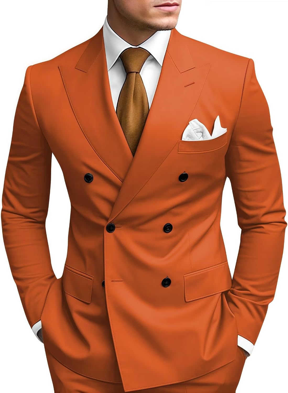 Slim Fit Peak Lapel Double Breasted Suit Set for Men | Wedding and Prom