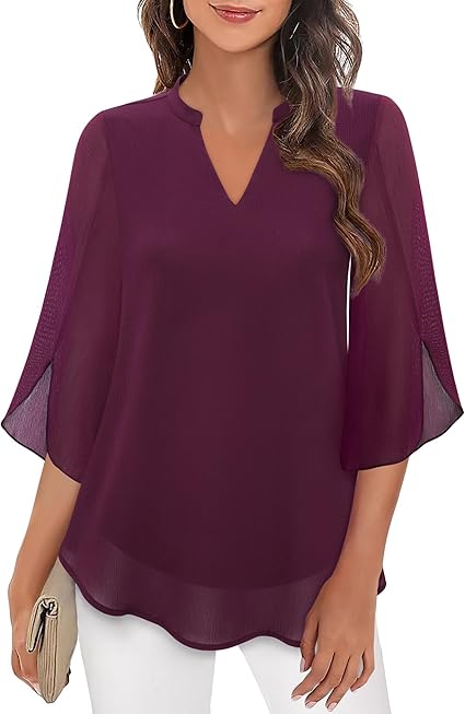 Women's Blouse | V-Neck Design with 3/4 Length Sleeves
