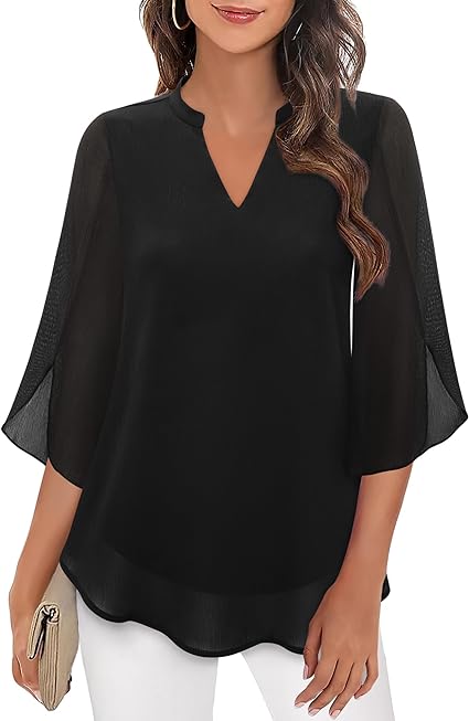 Women's Blouse | V-Neck Design with 3/4 Length Sleeves