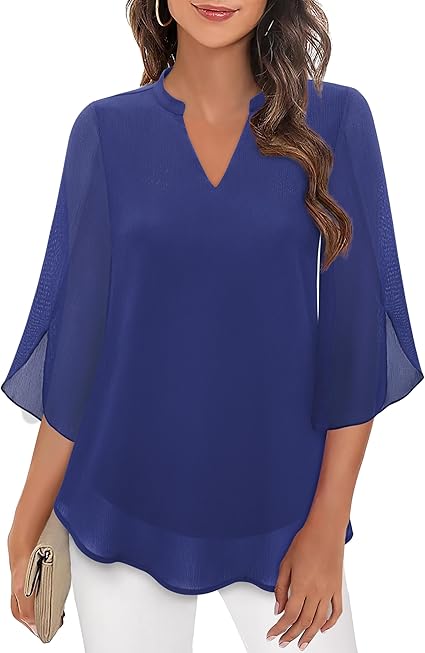 Women's Blouse | V-Neck Design with 3/4 Length Sleeves