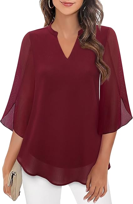 Women's Blouse | V-Neck Design with 3/4 Length Sleeves