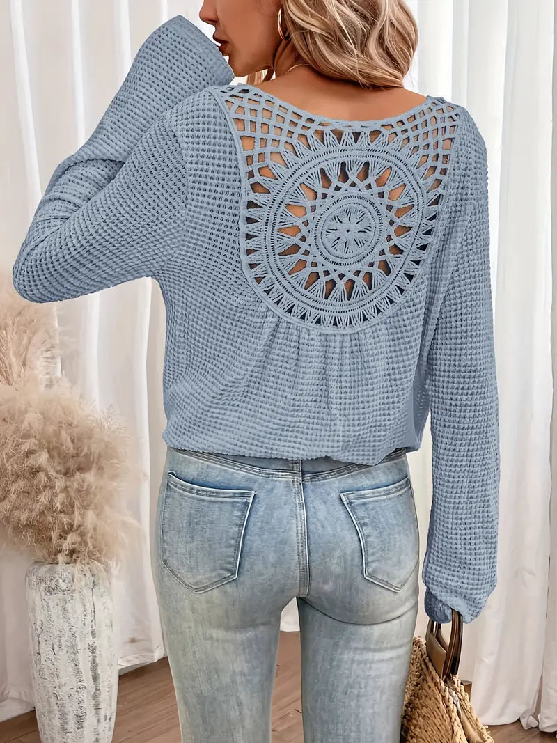 Loose Fit V-Neck Sweater with Long Sleeves
