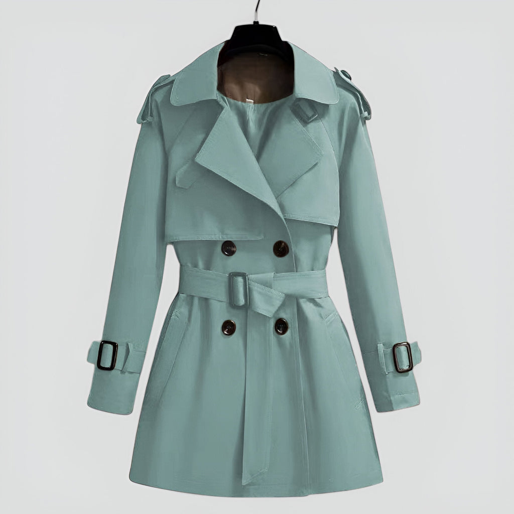 Cotton Blend Double Breasted Mid Length Trench Coat for Women | Spring and Fall