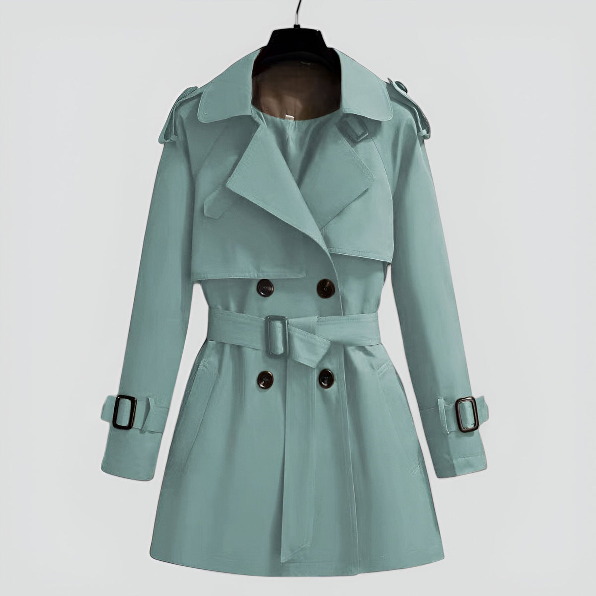 Cotton Blend Double Breasted Mid Length Trench Coat for Women | Spring and Fall