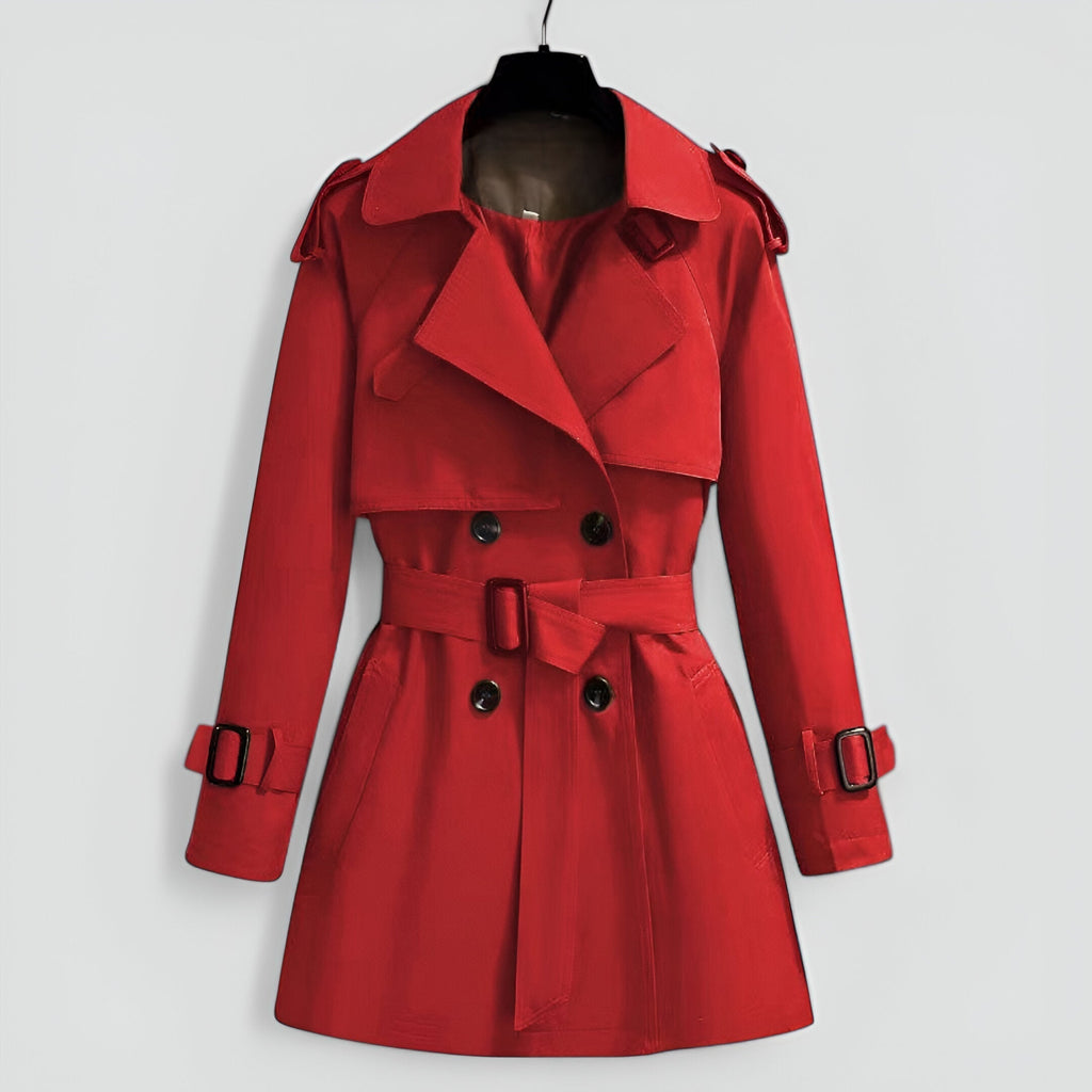 Cotton Blend Double Breasted Mid Length Trench Coat for Women | Spring and Fall