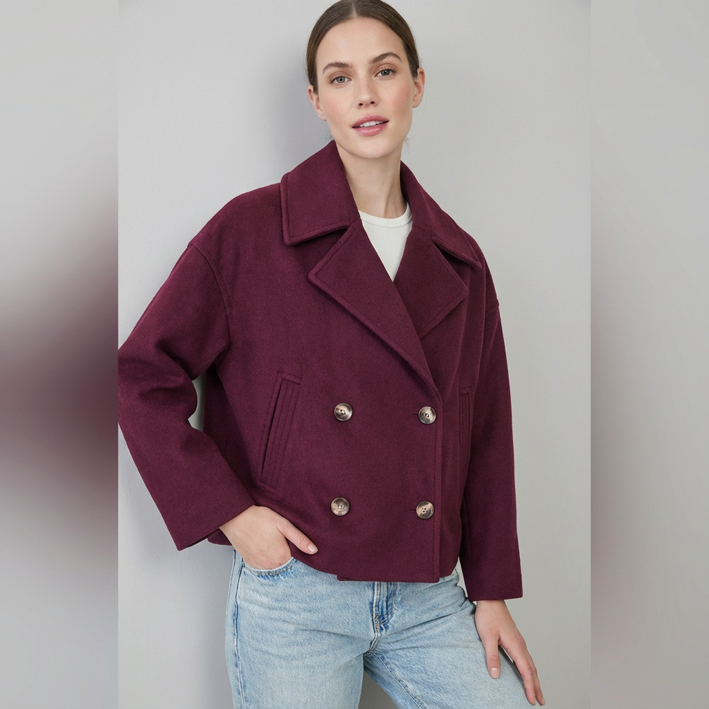 Women's Coat | Short Straight Double-Breasted Style