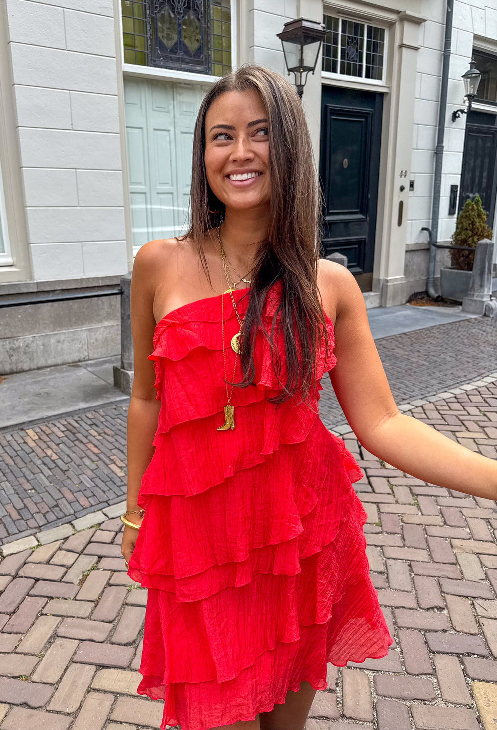 Asymmetric Ruffle Mini Dress for Women | Single Shoulder Strap Summer