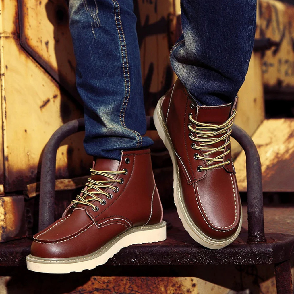 Black Leather Lace Up Vintage Ankle Boots for Men | Weekend Smart Casual