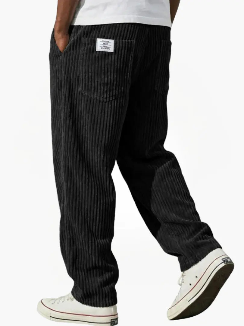 Corduroy Relaxed Fit Drawstring Pants for Men | Adjustable Waistband Casual
