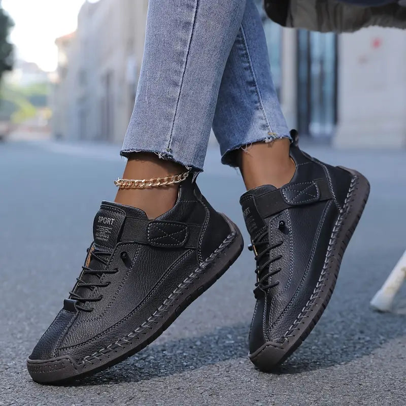 Leather Orthopedic Cushioned Sneakers for Women with Supportive Arch Sole