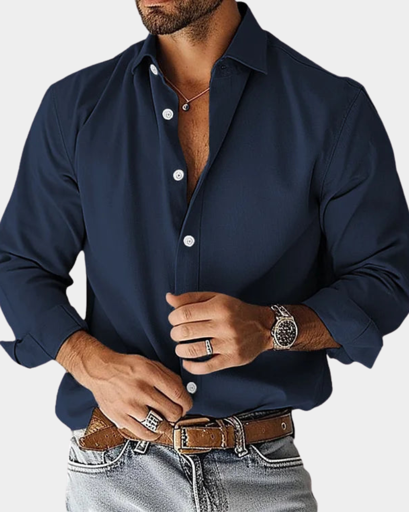 Wrinkle Resistant Slim Fit Button Front Long Sleeve Shirt for Men | Workwear