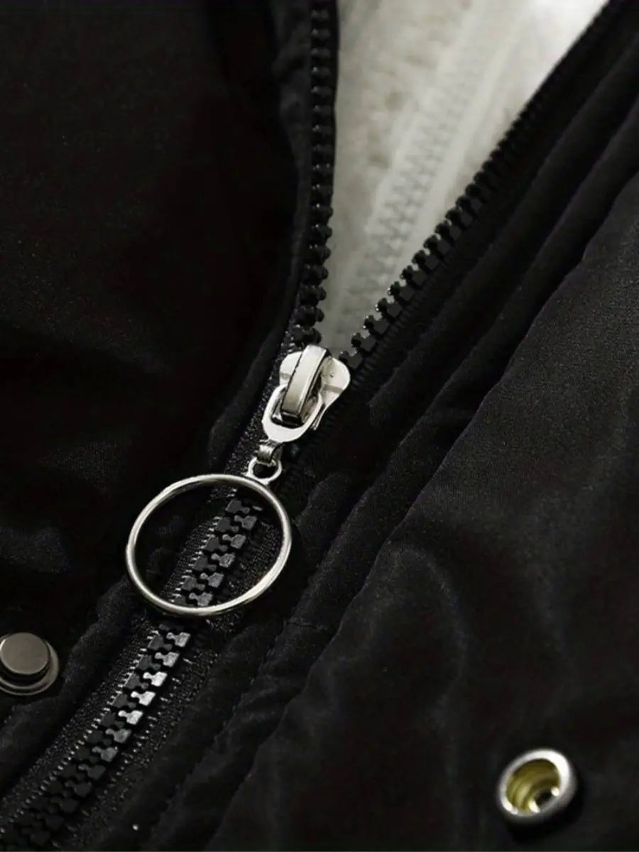Warm Women's Winter Jacket with Zipper | Quilted with Hood