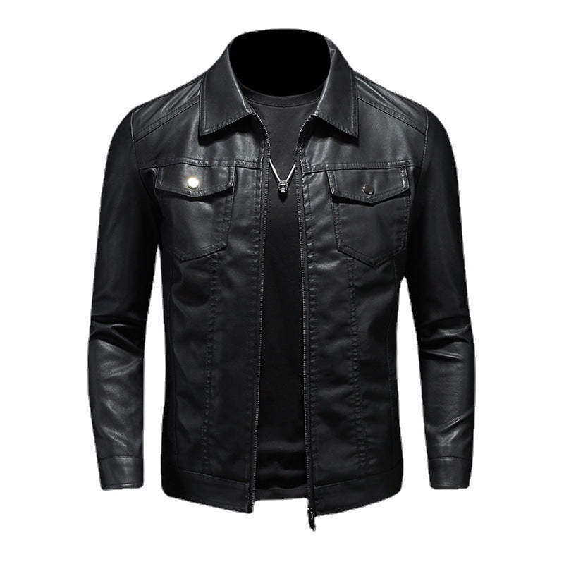 Black Leather Jacket with Regular Fit for Men | Outerwear