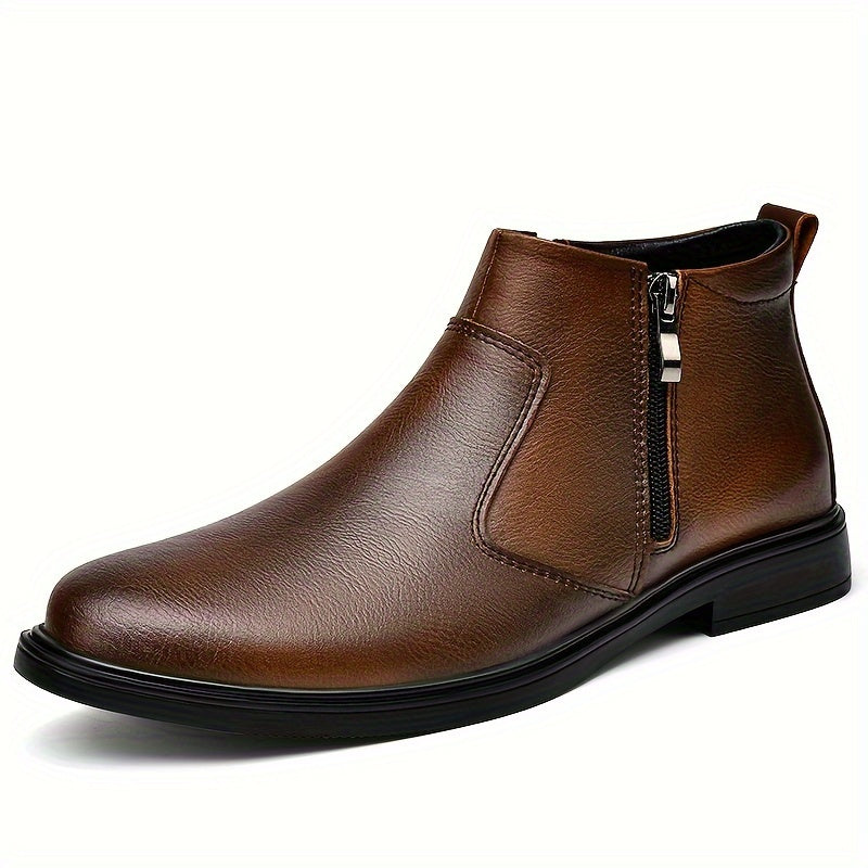 Plush Lined Side Zip Ankle Boots for Men | Cushioned Sole Winter Footwear