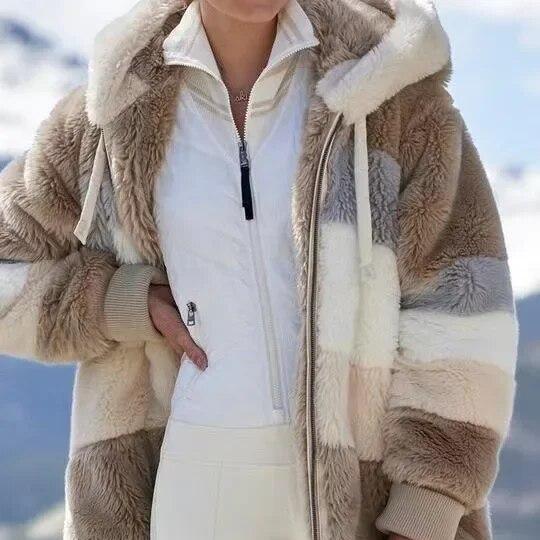 Warm Women's Winter Jacket with Hood | Zipper, Long Sleeve