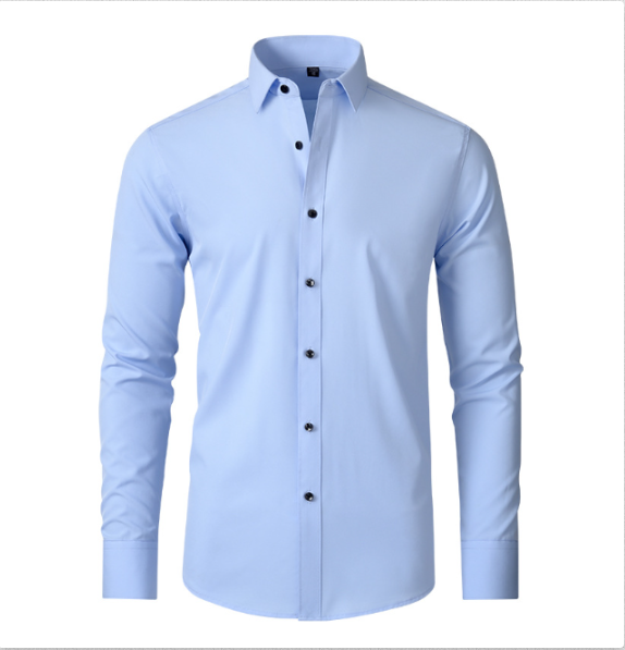 White Slim Fit Long Sleeve Shirt for Men | Stretch & Non-Iron