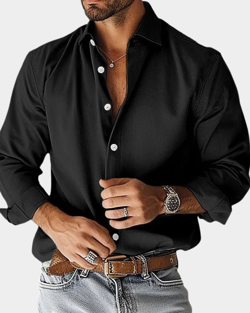 Wrinkle Resistant Slim Fit Button Front Long Sleeve Shirt for Men | Workwear