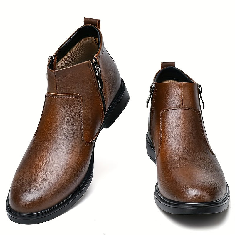 Plush Lined Side Zip Ankle Boots for Men | Cushioned Sole Winter Footwear