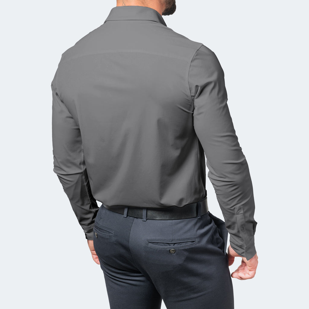 White Slim Fit Long Sleeve Shirt for Men | Stretch & Non-Iron