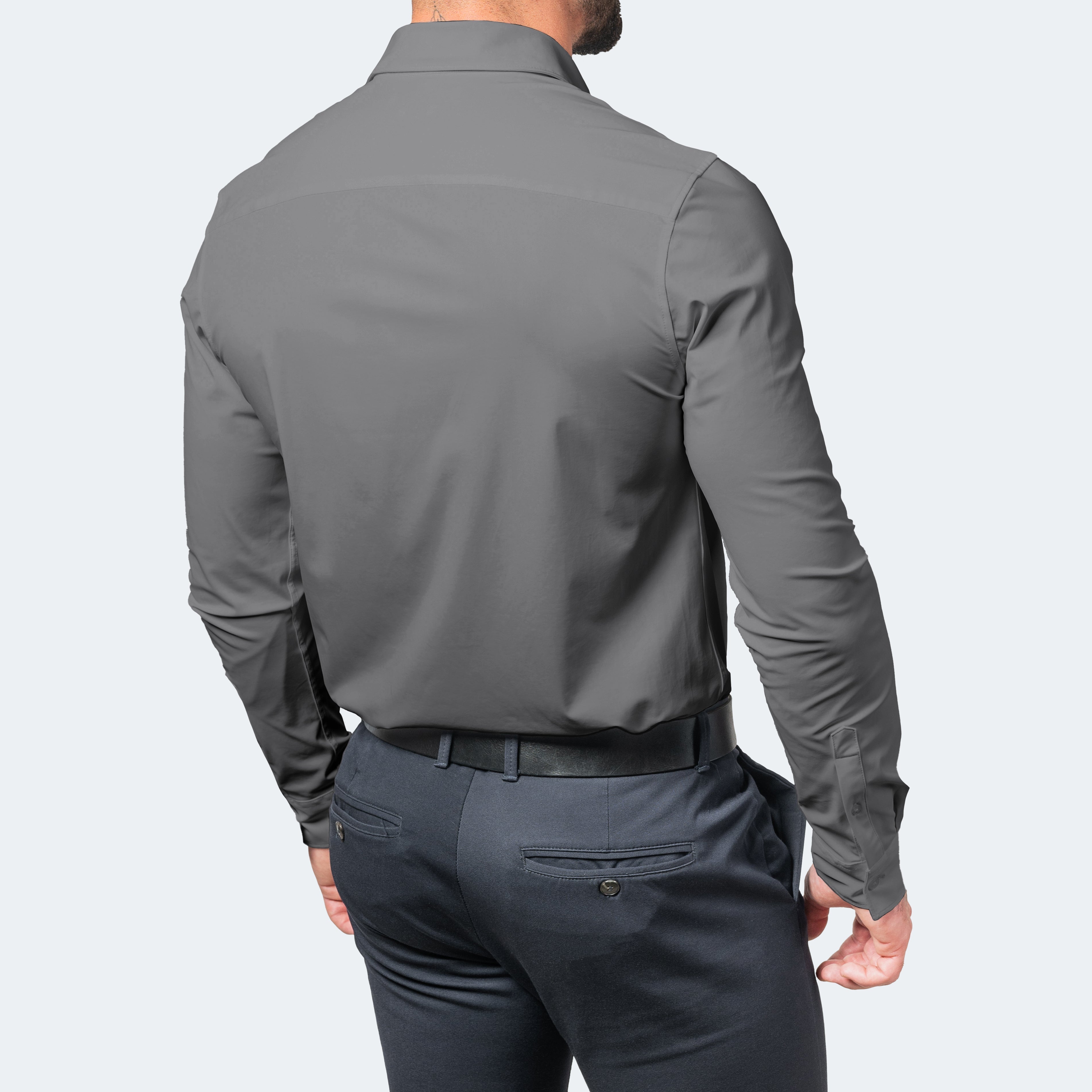 White Slim Fit Long Sleeve Shirt for Men | Stretch & Non-Iron