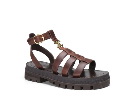 Brown Chunky Sole Woven Slip-On Sandals for Women