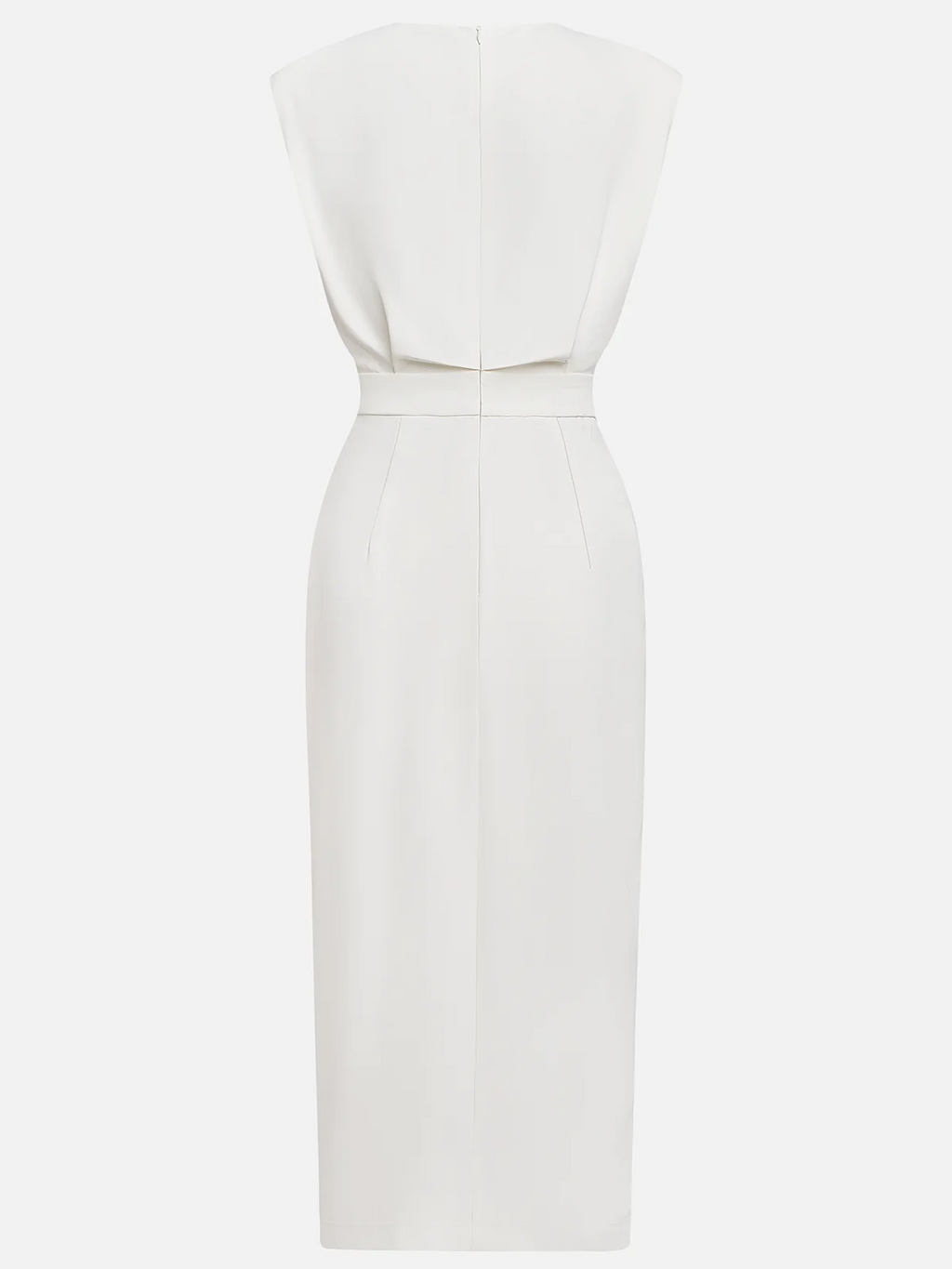 Round Neck Midi Dress with Button Slit Detail for Women