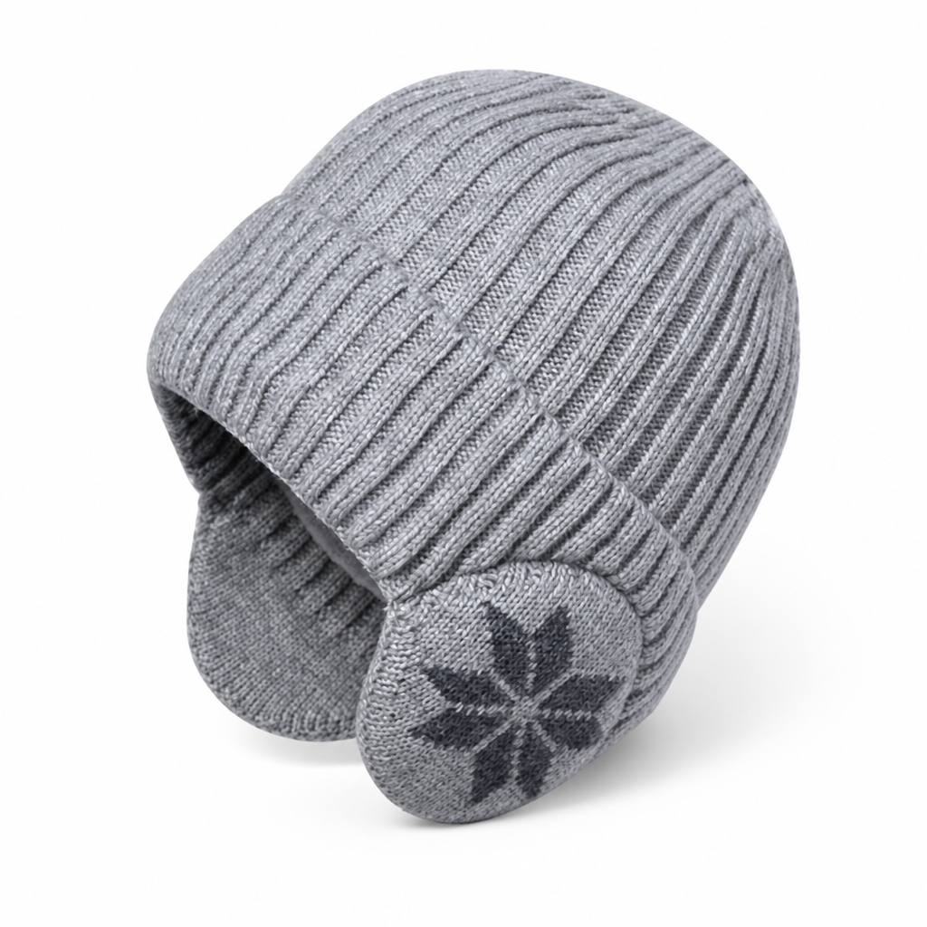 Fleece Lined Ribbed Knit Winter Beanie with Ear Flaps for Men | Stretch Fit
