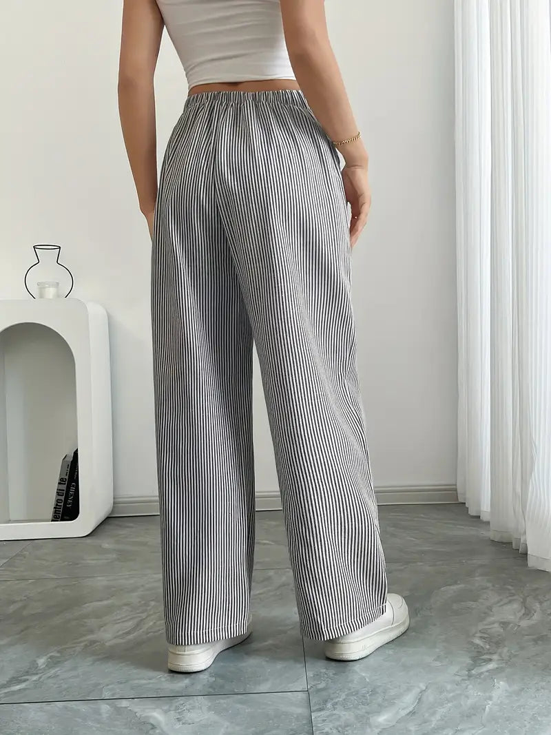 Striped Wide Flare Trousers for Women | Beach Summer