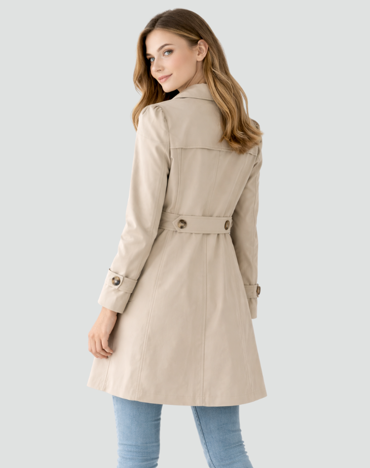Tailored Lapel Mid-Length Trench Coat for Women | Classic Office Style
