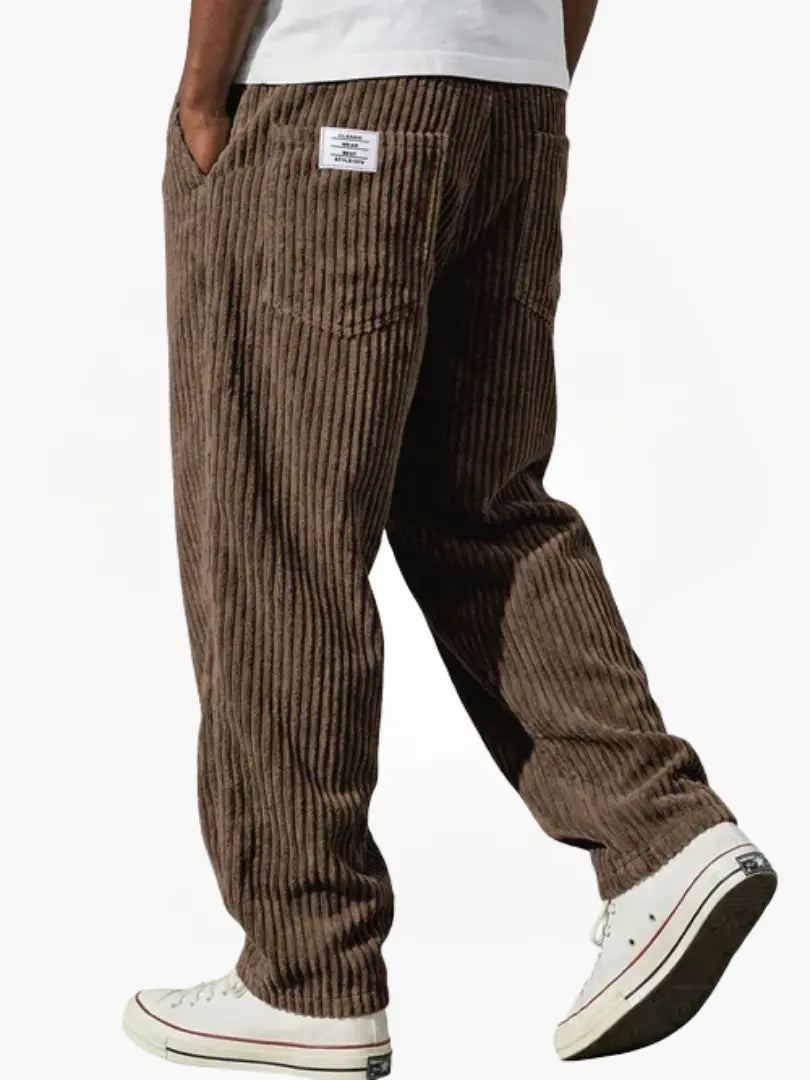 Corduroy Relaxed Fit Drawstring Pants for Men | Adjustable Waistband Casual