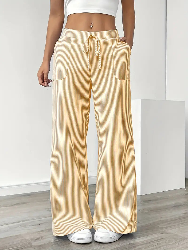 Striped Wide Flare Trousers for Women | Beach Summer