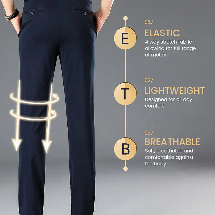 Stretch Loose Fit Pants with Elastic Waist and Pockets for Men | Workwear
