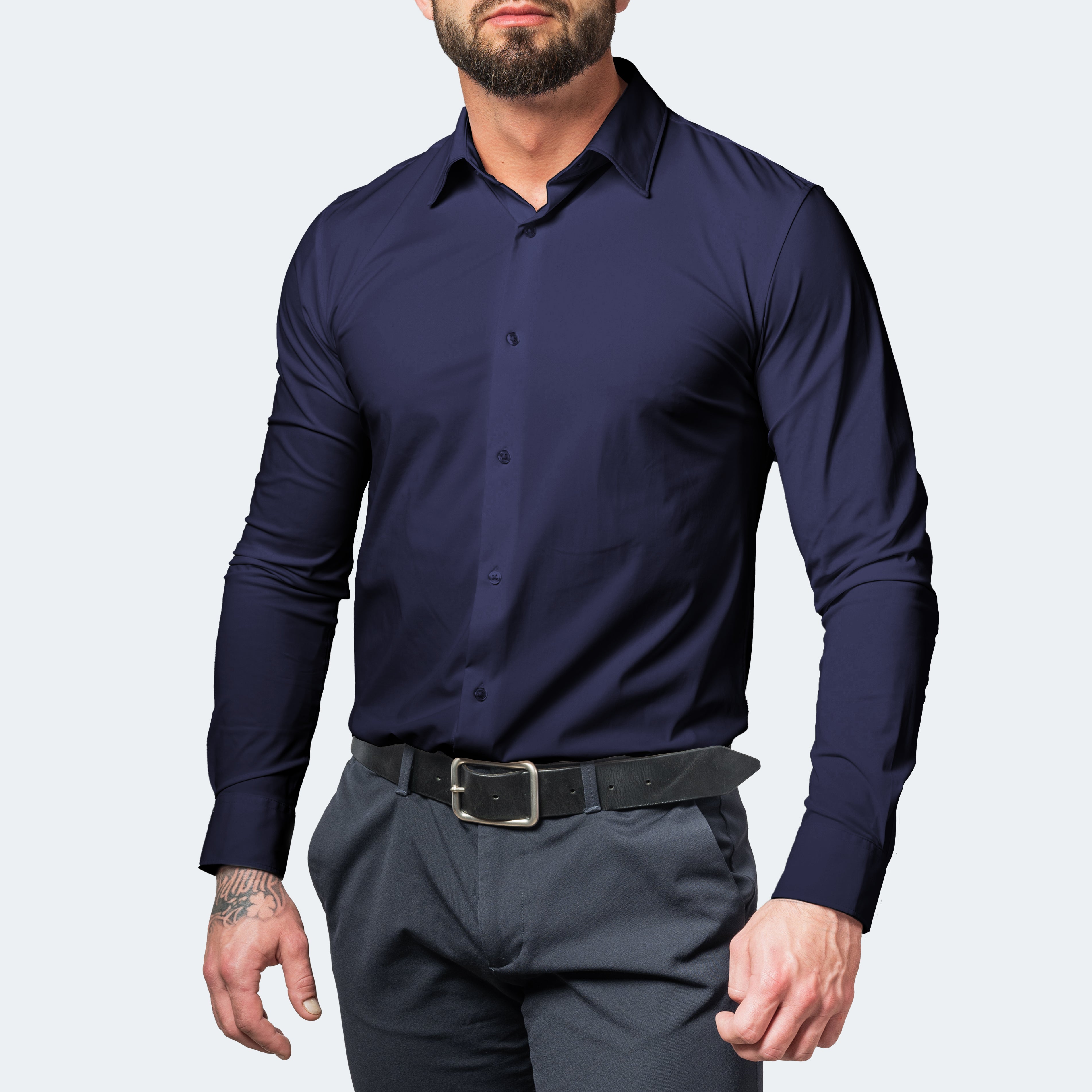 White Slim Fit Long Sleeve Shirt for Men | Stretch & Non-Iron