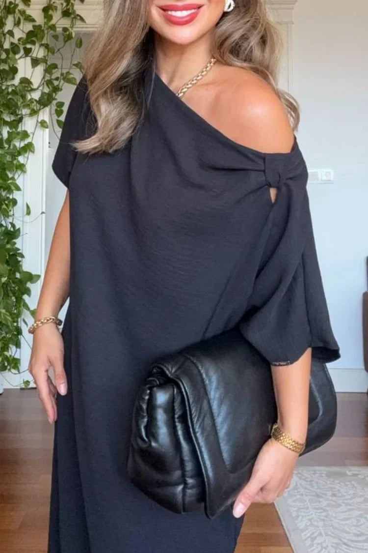 Asymmetric One-Shoulder Maxi Dress for Women